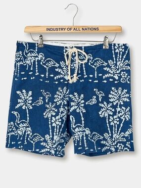 Industry of All Nations Men's Clean Boardshort Batik Flamingos Large NWT